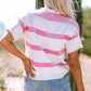 Stripe Dropped Short Sleeve Lightweight Knitted Top