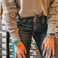 Aztec Embroidered Western V Neck Sweatshi