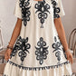 Western Print Ruffled Short Sleeve Loose Dress