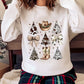 Cowgirl Bow Christmas Tree Print Drop Shoulder Sweatshirt