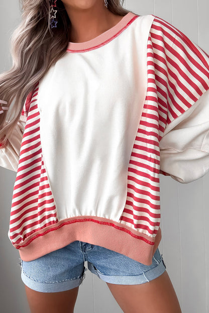 Colorblock Patchwork Contrast Stitching Oversize Sweatshirt