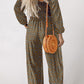 Floral Print Western Smocked Bodice Square Neck Wide Leg Jumpsuit
