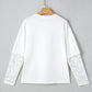 Lace Long Sleeve Insert Drop Shoulder Tee