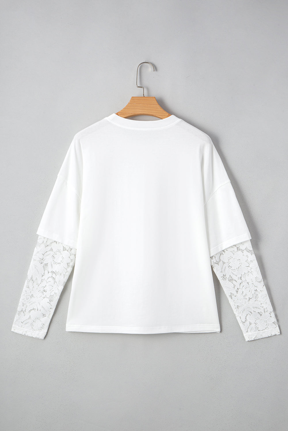 Lace Long Sleeve Insert Drop Shoulder Tee