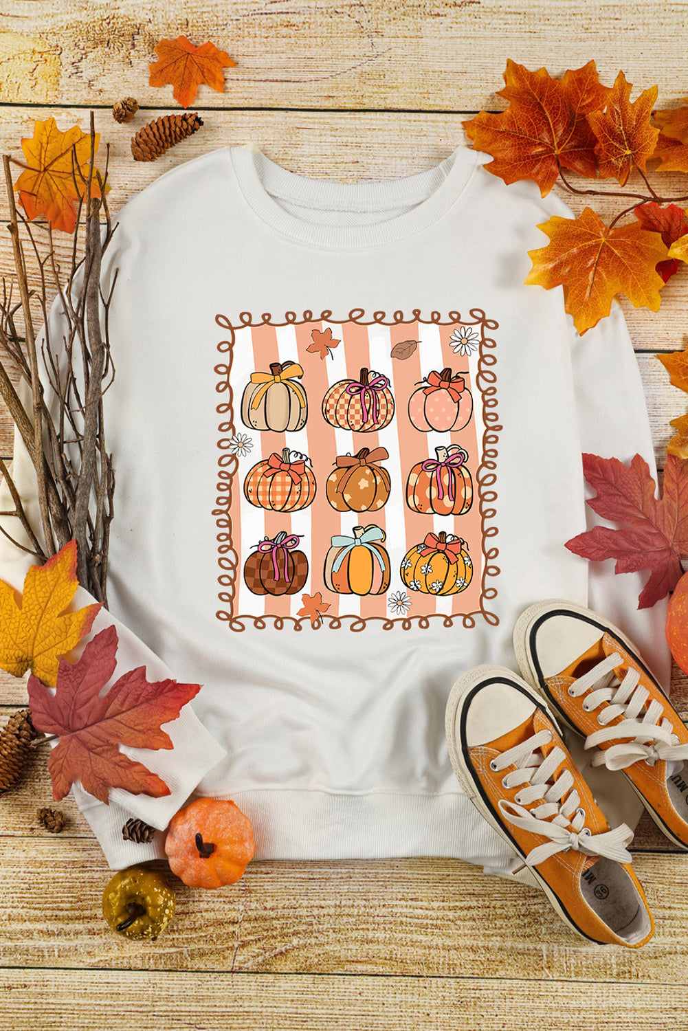 Fall Bow Pumpkin PNG Sublimation Graphic Sweatshirt