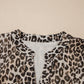 Leopard 3/4 Sleeve V Neck Swing Dress