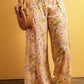 Yellow Floral Print High Slit Wide Leg Pants