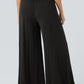 Ruffled Wide Leg Pull On High Waist Pants with Pockets