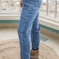 Plus Size Drawstring Waist Pocketed Denim Joggers