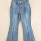 2 Button High Waist Piping Trim Bootcut Jeans