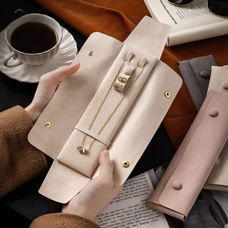Slim Suede Travel Jewelry Envelope Pouch