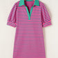 Collared V Neck Puff Sleeve T Shirt Dress