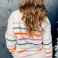 Colorful Striped Ribbed Trim Sweater