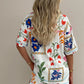 Ricrac Trim Floral Short Sleeve Shirt and Shorts Outfit