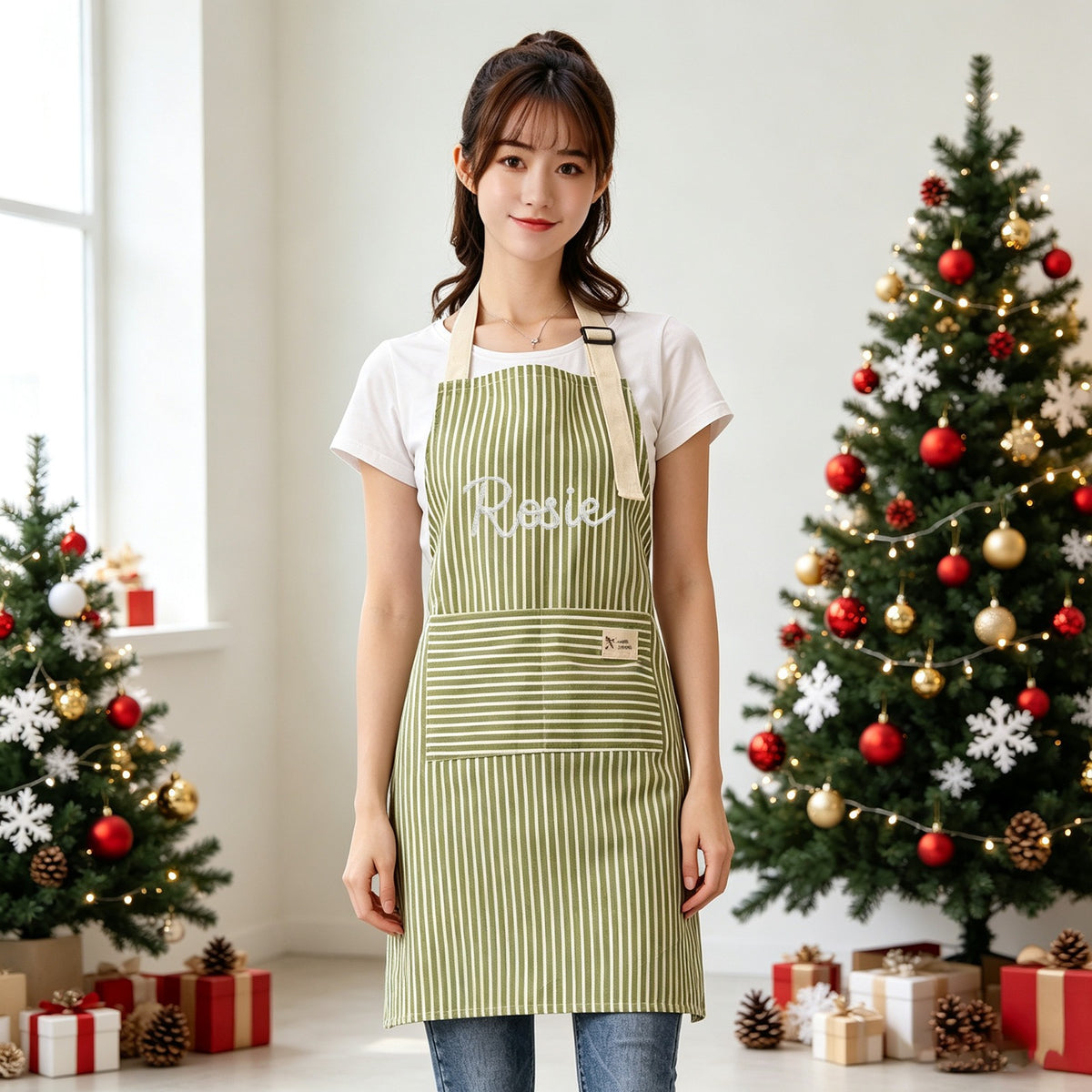 Custom Name Striped Kitchen Apron