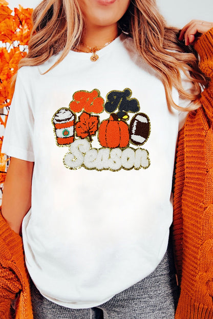 Tis The Season Pumpkin Spice Latte Lover Graphic Crewneck T Shirt