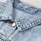 Lapel Distressed Raw Hem Buttons Denim Jacket