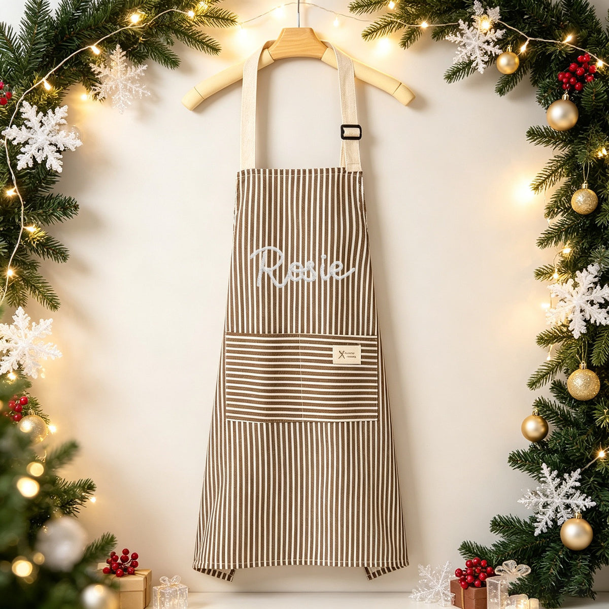 Custom Name Striped Kitchen Apron
