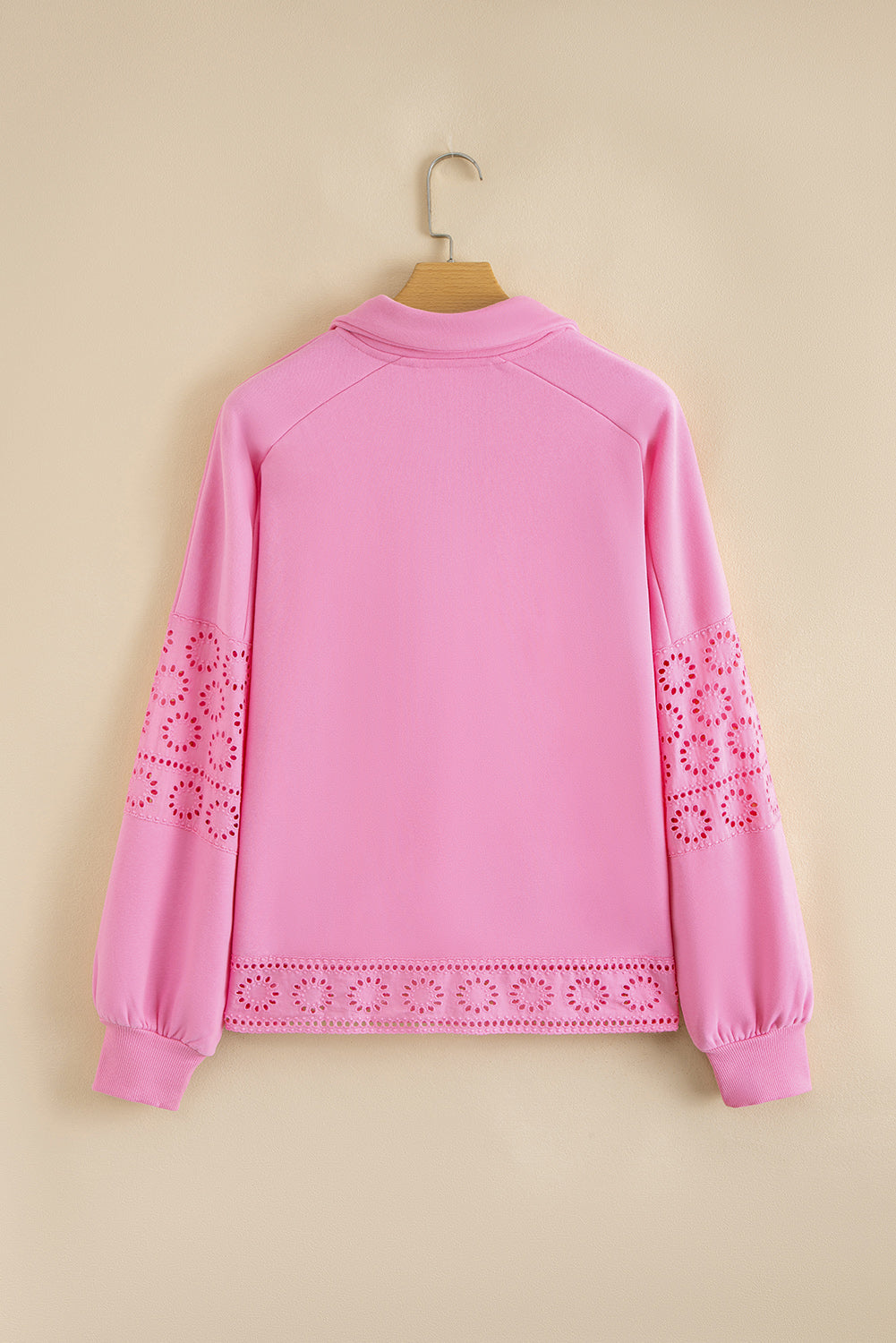 Embroidered Flower Patchwork Snap Buttons Pullover Sweatshirt
