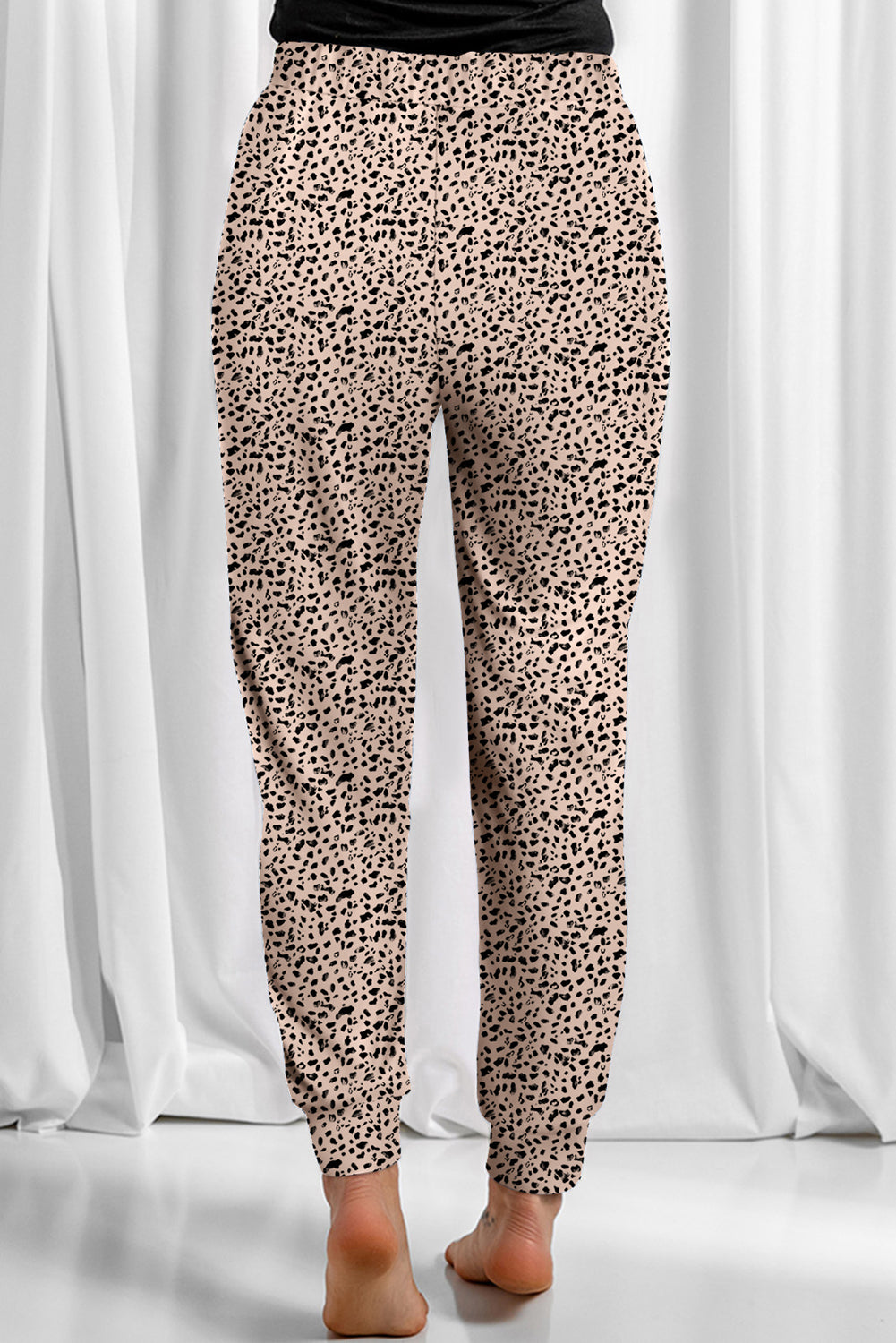 Leopard Elastic Waist Casual Joggers