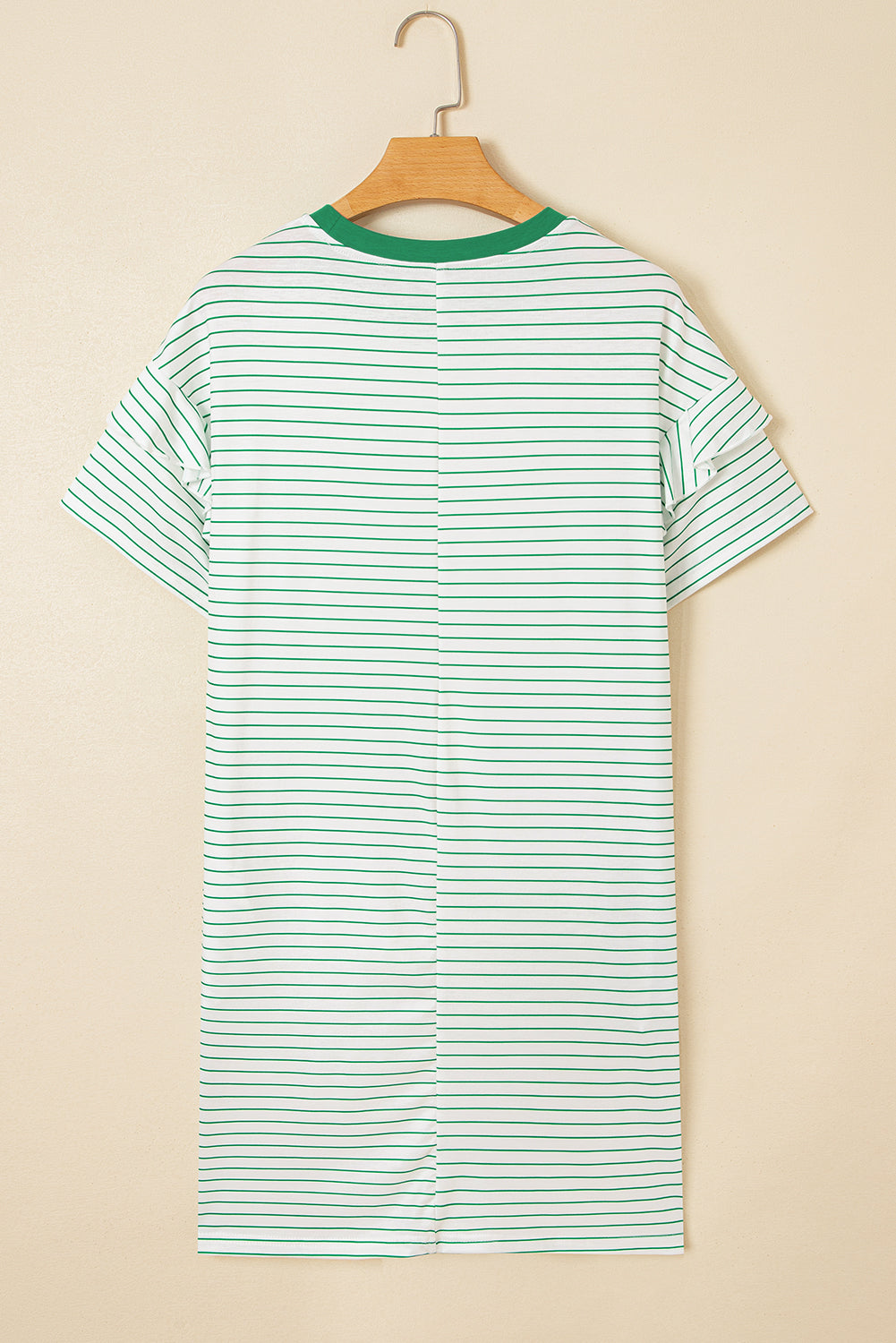 Stripe Ruffle Sleeve T Shirt Dress