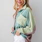 Color Block Corded Buttoned Oversized Shacket