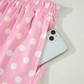 Polka Dot Print Color Block Trim Mock Neck Short Set