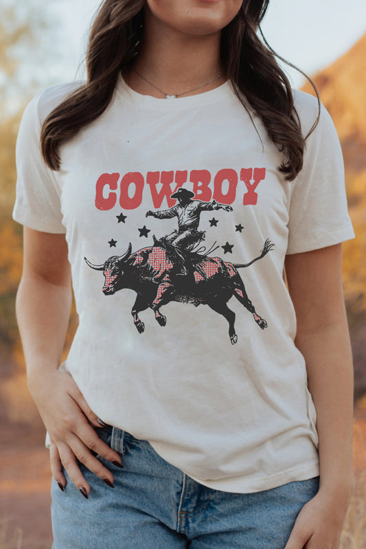 COWBOY Star Graphic Crewneck Western Fashion Tee