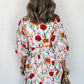 Floral Print 3/4 Puff Sleeve Ricrac Trim Mini Dress