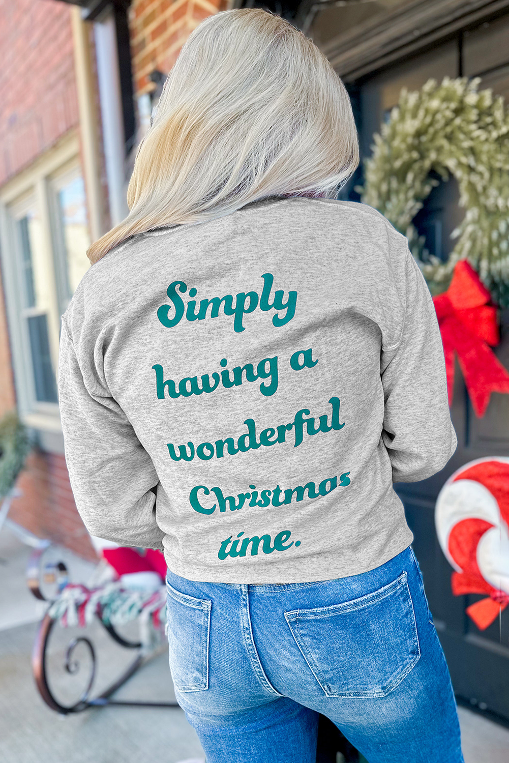 Christmas Tree & Letter Graphic Sweatshirt