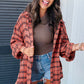 Plaid Side Split Distressed Hem Shirt