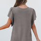Solid Textured Flutter Sleeve Top