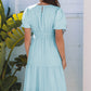 Puff Sleeve Pleated High Waist Flowy Midi Dress