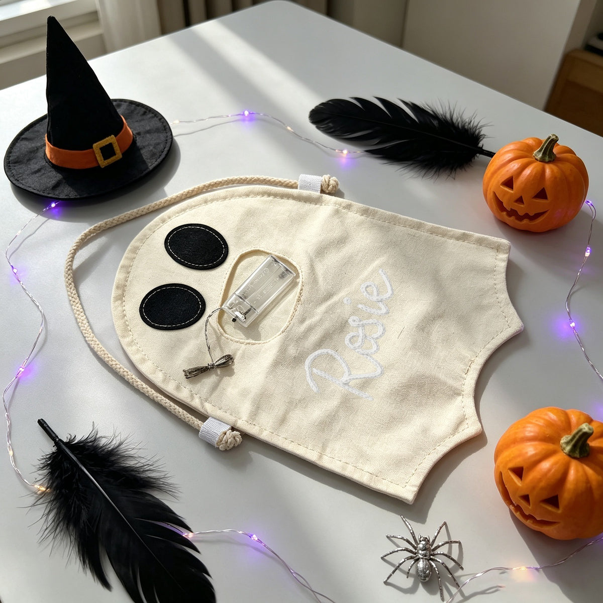 Custom LED Light-Up Ghost Treat Bag