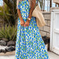 Floral Print Square Neck Ruffled Strap Maxi Dress