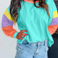 Colorblock Patchwork Long Sleeve Top