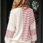 Stripe Stitched Detail Color Block Patchwork Oversized Pullover Top