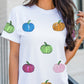 Sequin Bow Pumpkin Patched Cotton Blend T Shirt
