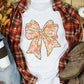 Glitter Trim Floral Bow Print Cotton Blend T Shirt
