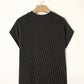 Corded Knit Color Block Pocketed Crew Neck T Shirt