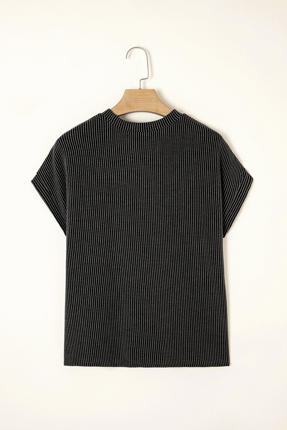 Corded Knit Color Block Pocketed Crew Neck T Shirt