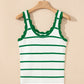 Striped Scalloped Edge U Neck Sleeveless Sweater Vest