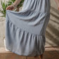 Beau Blue Tiered Smocked High Waist Denim Maxi Skirt