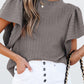 Solid Textured Flutter Sleeve Top