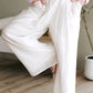 Solid Drop Waist Pleated Wide Leg Casual Pants