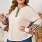 Parchment Plus Size Waffle Colorblock Striped Plaid Patchwork Half Button Pullover