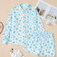 Floral Striped Print Contrast Patched Pocket Shirt and Shorts Set