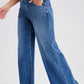 Elastic Waistband Pull On Wide Leg Jeans