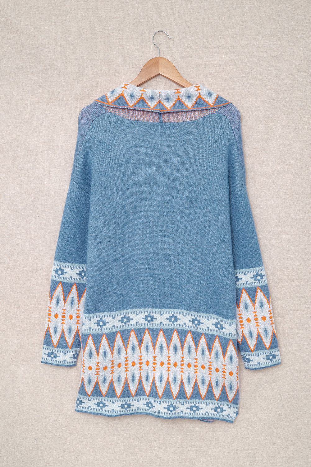 Western Aztec Open Front Sweater Cardigan