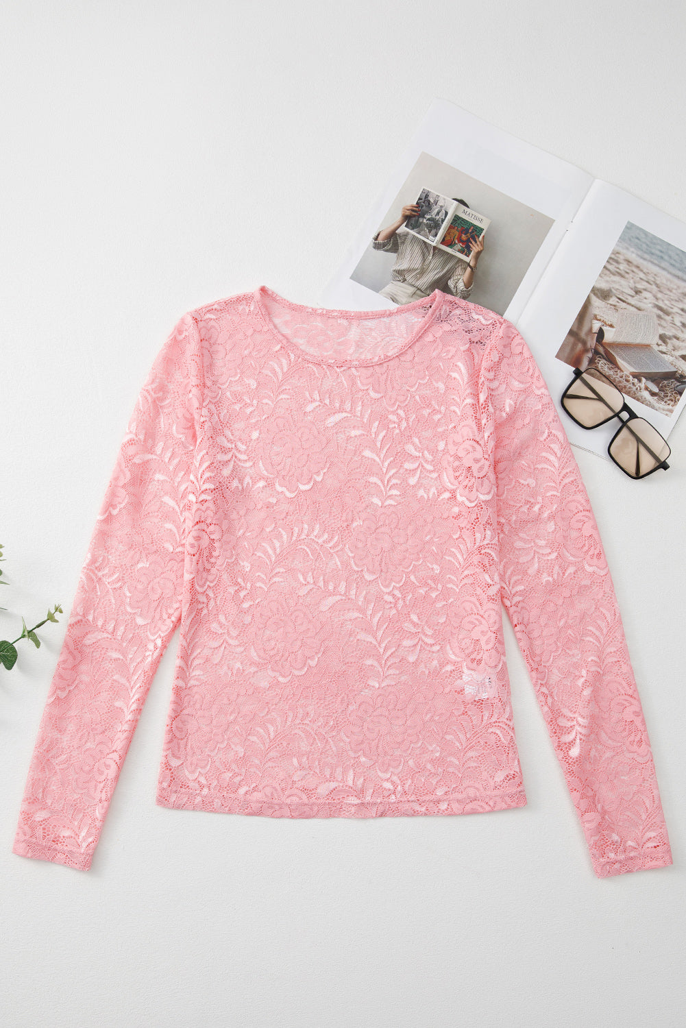 Lace Sheer Long Sleeve Top